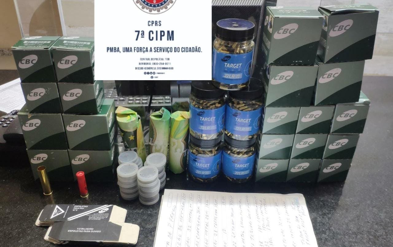 Imagem de PM apreende 6,7 mil munições e espoletas no Extremo Sul