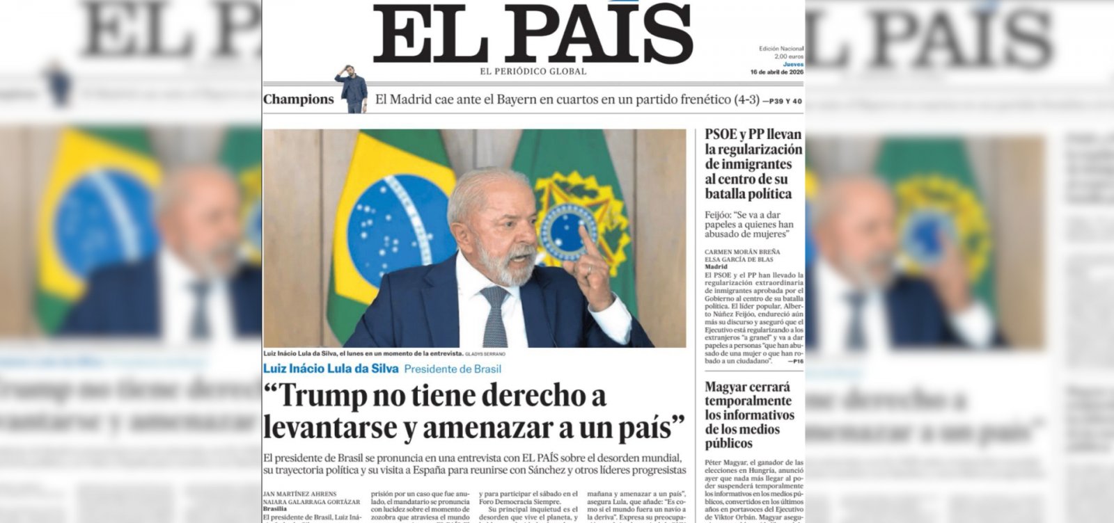 Imagem de Críticas de Lula a Trump ganham destaque na capa da imprensa espanhola