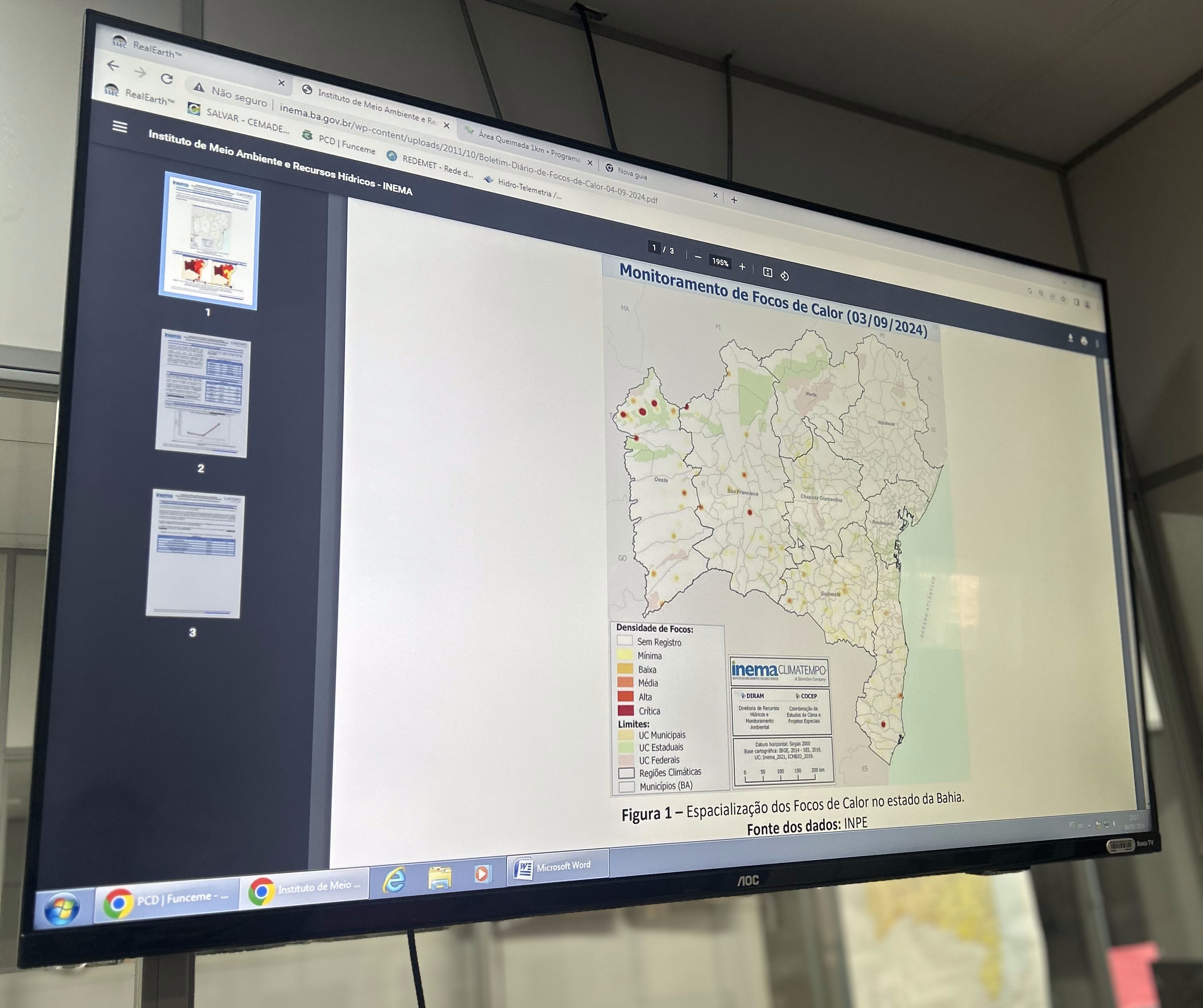 Imagem de Monitor de Focos de Calor utilizado pelo Inema auxilia na prevenção aos incêndios florestais