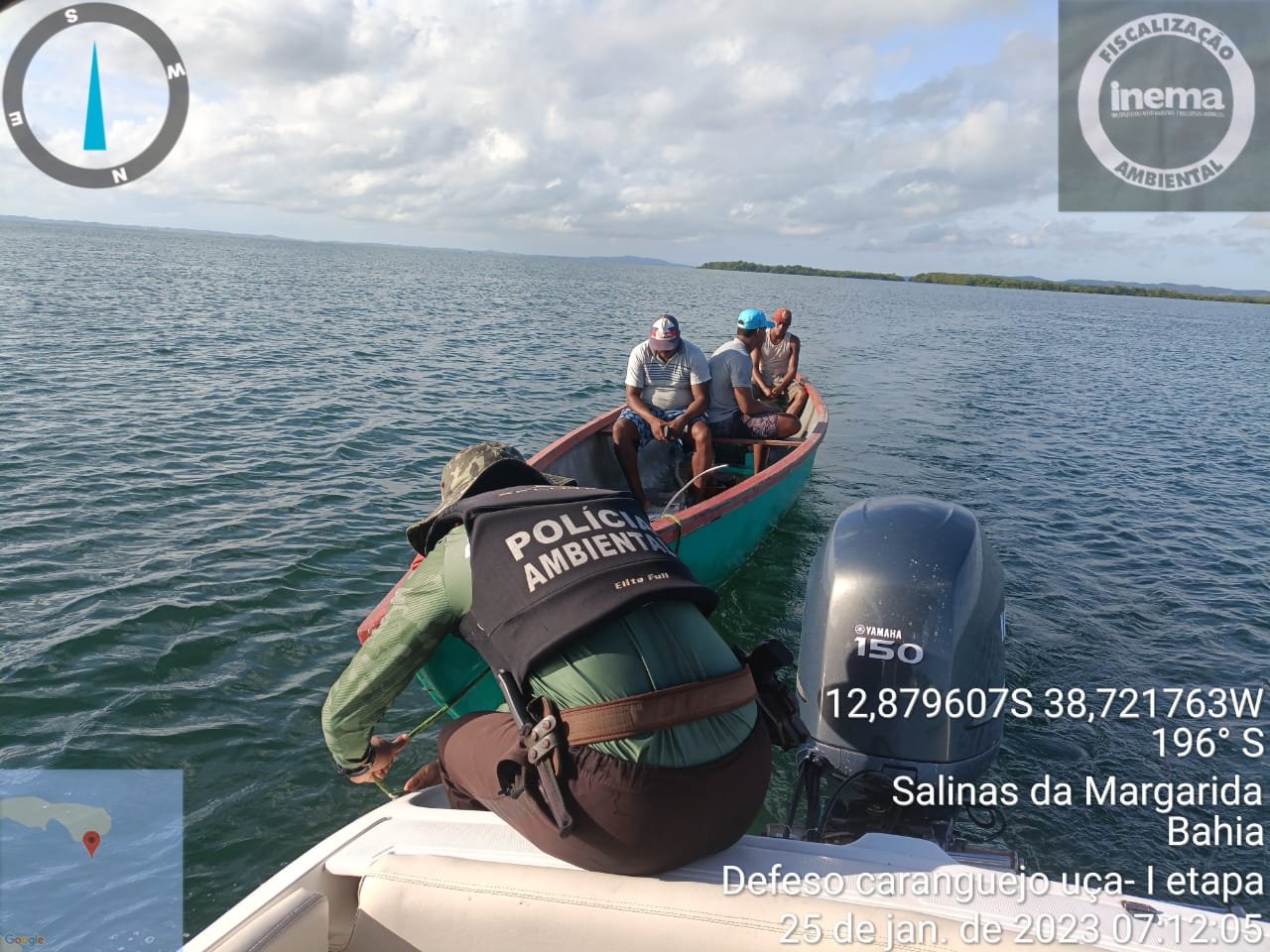 Imagem de BTS: Inema flagra pesca com bomba em Itaparica, apreende explosivos e infratores são conduzidos à polícia federal