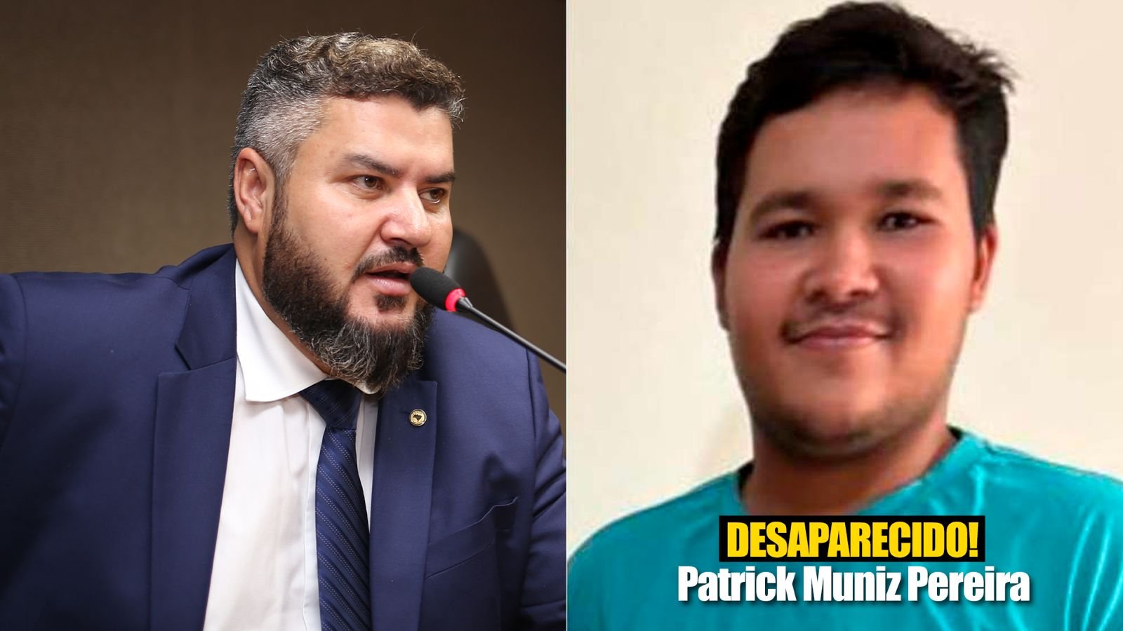Imagem de Deputado faz apelo para localizar jovem desaparecido há cinco dias 
