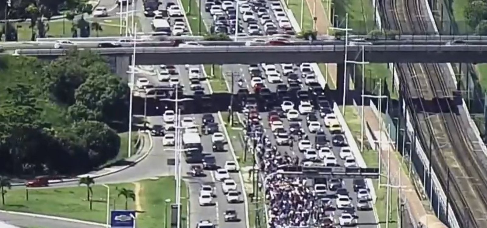 Imagem de Famílias protestam na Paralela contra veto à pensão para crianças com deficiência pelo Zika